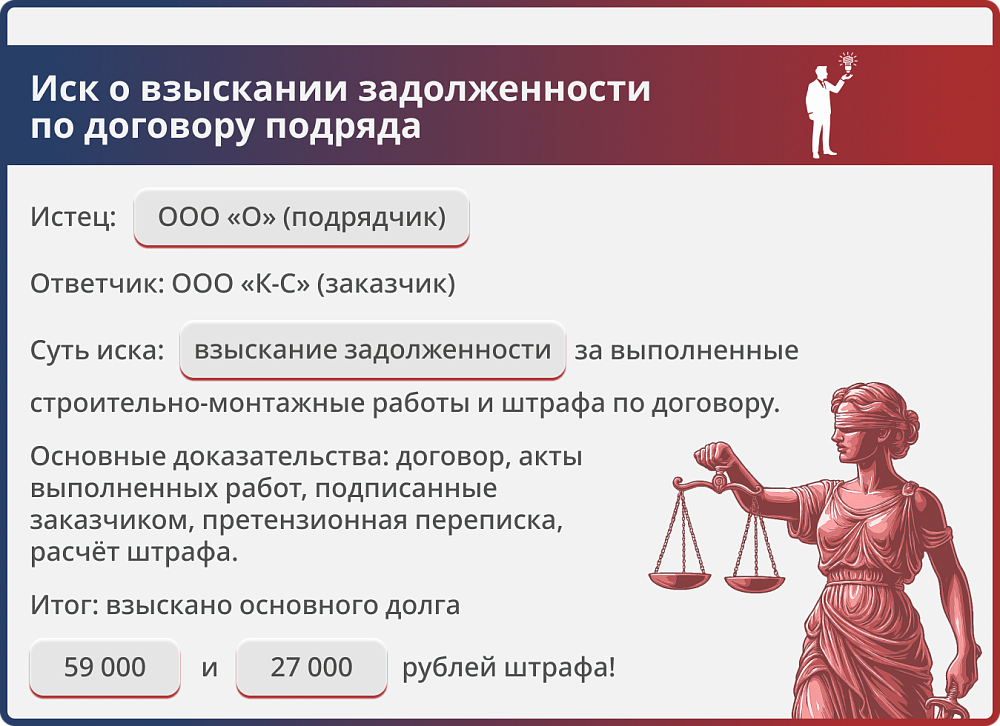Картинка Взыскание задолженности оплаты за работы по договору подряда